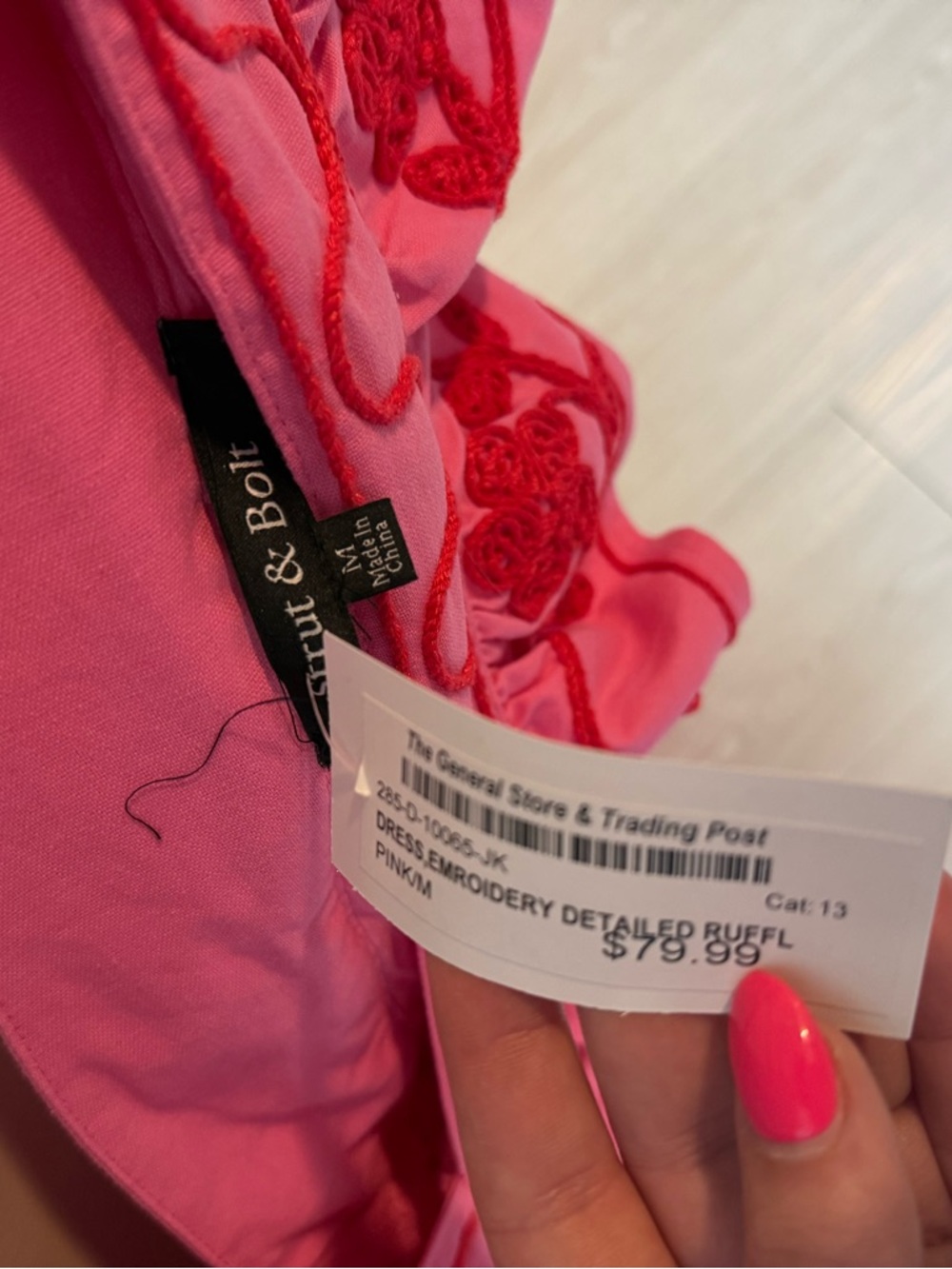 Pink Embroidered V-Neck Ruffle Sundress - Picture 3 of 3